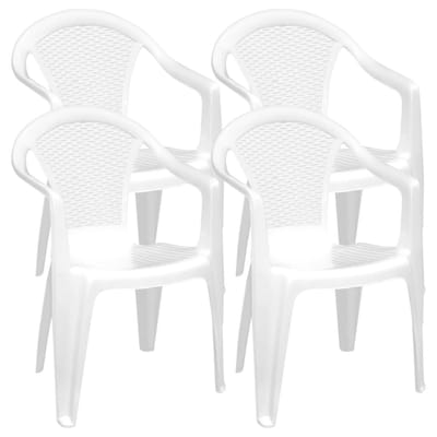 Gerimport tuinstoel Vlieland - 4x - wit - kunststof - 55 x 54 x 83 cm - bijzet stoelen