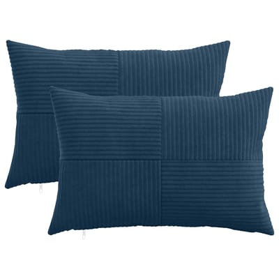 vidaXL - Kussensloop - 2 - pcs - ALMELO - Marineblauw - 50 - x - 75 - cm - corduroy