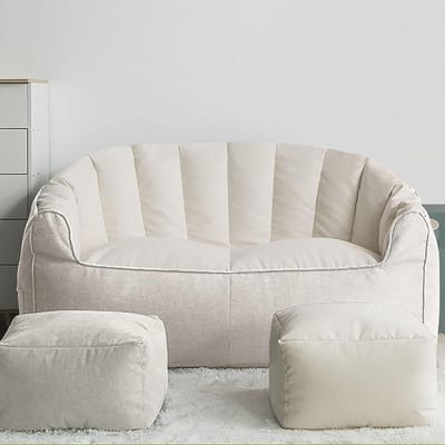Zitzakhoes met Ottomanen - Luie stoelhoes - Comfortabel loungen - Dubbele zijzakken - 60 x 120 cm - Beige