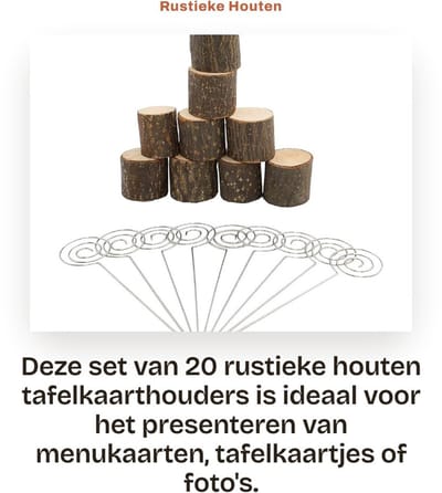 Dailygoods- Memo-Clip 20 Stuks - Houten Tafelkaarthouder - Cijfer/Fotohouder - Decoratie voor Bruiloften - Natuurlijk Hout - Uniek Uiterlijk