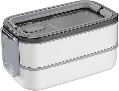 Thermo Lunchbox - Geïsoleerde Maaltijdbox - Warme Maaltijden Onderweg - Dubbel Laags Ontwerp - 19.7 x 10.4 cm - Grijs