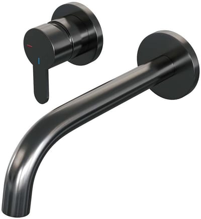 Brauer Gunmetal Edition Inbouw Wastafelmengkraan met Gebogen Uitloop en Rozetten Model D2 Gunmetal Geborsteld PVD
