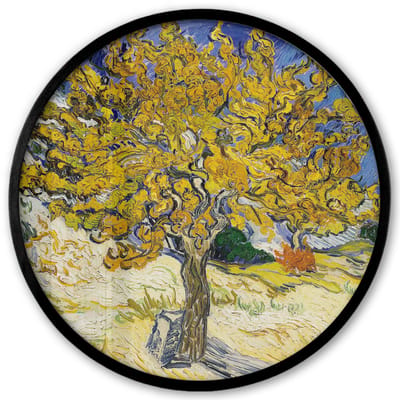 Poster in lijst Rond - Fotolijst 40x40 cm - Posters - Moerbeiboom - Vincent van Gogh - Ronde posterlijst zwart - Decoratie - Wanddecoratie woonkamer - Muurdecoratie slaapkamer