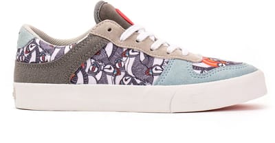 Inkkas Lundi Vegan Ace Low Top dames sneaker – 100% Vegan low top sneaker geïnspireerd op de papegaaiduiker – zwart/wit met oranje & steel blue accenten, maat 41