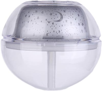 Nachtlampje Projector Luchtbevochtiger - Aromatherapie Diffuser Babykamer - Rustgevende Sfeer Creëren - Helder LED Sterrenhemel Projectie - 500 ml - Zilver