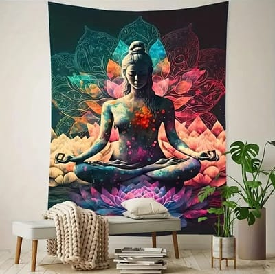 Allernieuwste.nl® Elegant Wandkleed Buddha 100x150 cm - Spirituele Sfeer voor Jouw Interieur
