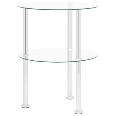 vidaXL - Bijzettafel - 2-laags - 38 - cm - gehard - glas - transparant