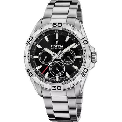 Festina Classics F20623/5 Herenhorloge Multifunction Datum en dag aanduiding RVS Zwarte wijzerplaat