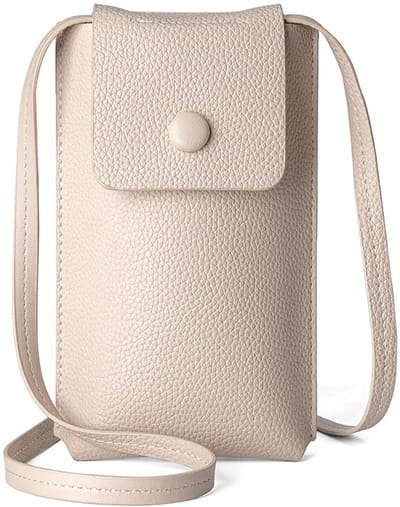 Helin life Dames-telefoontas-Crossbody Telefoontas - Crossbody-smartphonetas – PU-leer – Verstelbare schouderriem – Geschikt voor telefoons tot maximaal 6,7 inch – Lichtbeige-Compacte & Stijlvolle Schoudertas