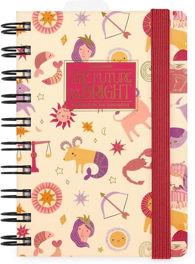 Dagplanner Spiraalbinding 2026 Zodiac Klein 12 Maanden Agenda met Elastiek FSC Papier 8,5 x 13 cm