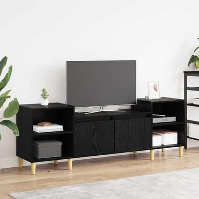 vidaXL TV-kast 160 x 35 x 55 cm Zwart Eiken Bewerkt hout