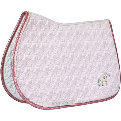 Kentucky Horsewear - Zadeldoek eenhoorn hoofd glitter pony lichte roos