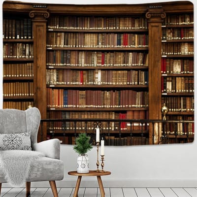 Retro Boekenplank Wijnkast 3d Wandtapijt Kunst Muur Hangende Hoes Bedsprei Gooi Thuis Slaapkamer Decor Mysterieuze Bibliotheek 95x70CM