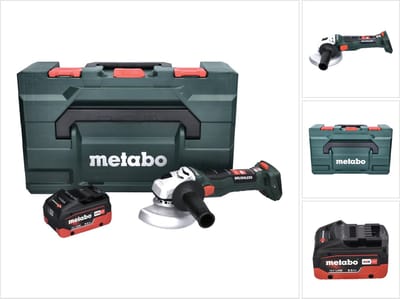Metabo W 18 LT BL 11-125 Snoerloze haakse slijper 18 V 125 mm borstelloos + 1x accu 8.0 Ah + metaBOX - zonder lader