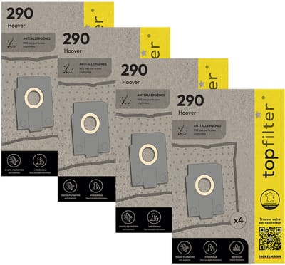 Set van 4 pakketten van 4 stofzuigerzakken 64290 Hoover Alpina TopFilter Premium