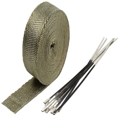 Allecto - Hittebestendige Tape - Fiberglass en Titanium - Voor Auto en Motor - 2.5cm x 10m - Reparatietape - Geschikt voor hoge temperaturen - Tran...