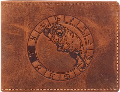 Greenburry - Vintage Lederen Heren Portefeuille Met Steenbok Sterrenbeeld