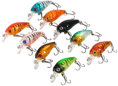 Dailygoods - Minnow Bass Fishing Lures Set, 9 stuks/zak 4,5 cm/4 g kunststof visaas, haken, bas, kleine vette crankbait tackle voor zout water en zoetwater