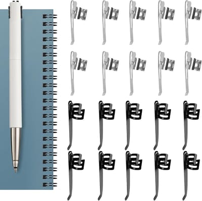 20 Stuks Metalen Pen Clips met Pocket Clip - Duurzame Pen Houder Clips, Verstelbare Accessoires voor Stiften en Potloden, Geschikt voor de Meeste Pennen in Zilver en Zwart