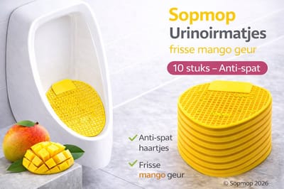 Sopmop Urinoirmatjes Met Frisse Mango Geur Orange - Met Anti-Spat Haartjes - 10 stuks