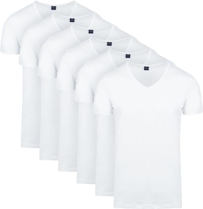 Suitable Vita T-Shirt V-Hals Wit 6-Pack - Maat S - Heren - Basic T-shirt - Ondershirt