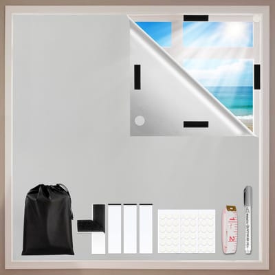 Dailygoods- Verduisteringsrolgordijn zonder boren - 200 x 148 cm - Hittebescherming - Warmte-isolerende Stof - 100% Verduistering - Wit - Raamgordijn