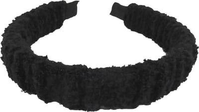 Haarsoires Haarband Diadeem 2,5cm – Gerimpelde Teddy Stof – Zwart - Comfortabel voor Dames & Meisjes - Universele Maat