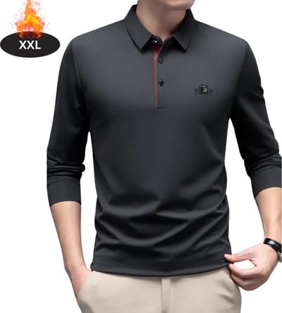 Livano Poloshirt Heren - T-Shirt Heren - Shirt - Overhemd - Polo Shirt Lange Mouwen - Grijs - XXL