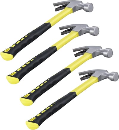 4 Stuks 16oz Klauw Hamer met Comfortabele Grip voor Timmerlieden en Elektriciens, Ideaal voor Klussen en Bouwprojecten