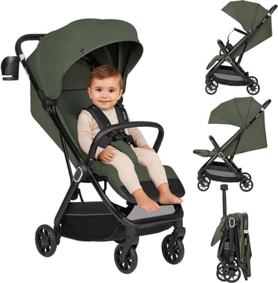 Lionelo Bess Buggy – Ultracompacte Kinderwagen 6 m–22 kg – 7,5 kg Lichtgewicht – Automatisch Inklapbaar met 1 Hand – XXL UPF50+ Kap – Ligpositie 83 cm – 5-Punts Magnetische Gordel – Geveerde 360° Wielen – Reisvriendelijk