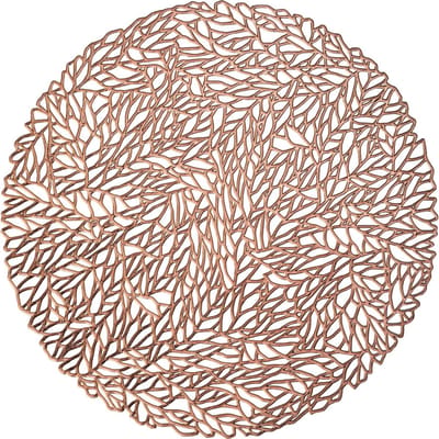 Placemats Set - Tafeldecoratie - Feestelijke Tafel - Geperst Vinyl - 10 Stuks Rond - Roségoud