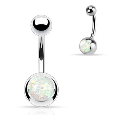 Piercing opal glitter - zilver - LMPiercings