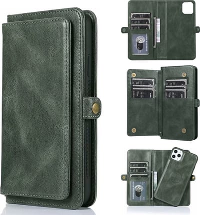 Hoesje geschikt voor iPhone 7 - Bookcase - Afneembaar 2 in 1 - Backcover - Pasjeshouder - Portemonnee - Kunstleer - Groen
