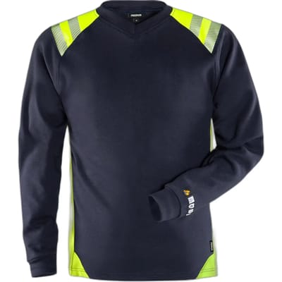 Fristads Flamestat T-Shirt Lange Mouwen 7360 Tfl - Marineblauw/hi-vis geel - S