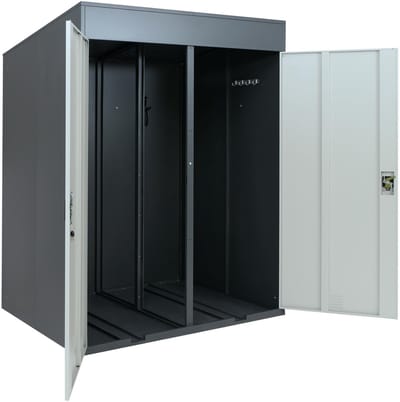 Fietsenstalling voor 2 fietsen MCW-H66b, fietsbox, fietsenstalling, afsluitbaar, metaal, 213 x 158 x 125 cm ~ antraciet/lichtgrijs