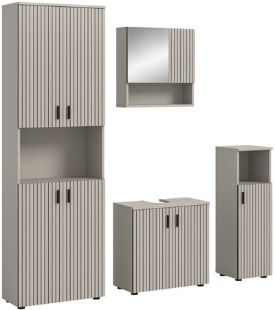 Badcombinatie Kasjmier met Zwarte Accenten - 4-Delig Badmeubel Set - 180 cm