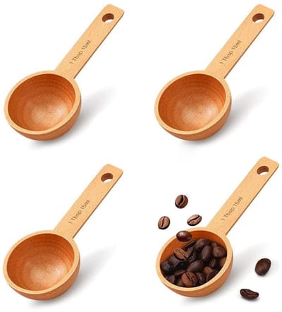 Koffiemaatlepel 15 Ml - 4 stuks - Koffieschepje - Koffielepel - Maatschepje - Soeplepel - Hout - Koffiepoederlepel - Koffiebonenlepel - Kruidenlepel - Koffie Accessoires - Geschikt voor gemalen koffie, espresso, losse thee en poeder