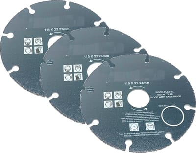 3x 115mm Universele wolfraam carbide Hardmetaal Segment schijf doorslijpschijf voor hout, metaal, steen enz.
