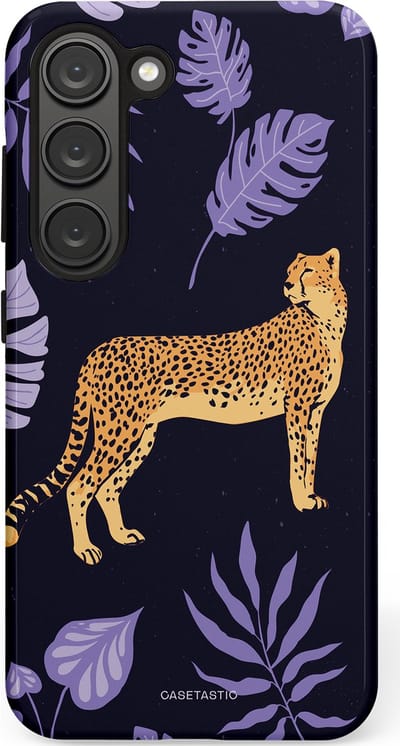 Casetastic Hoesje Geschikt voor Samsung S23 - Stijlvolle Beschermende Duo-layer Case - Cheetah snelheid