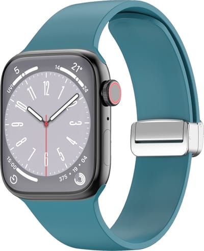 By Qubix - Geschikt voor Apple Watch bandje - Siliconen bandje - Folding Buckle - Cyaan - Geschikt voor Apple Watch 38mm / 40mm / 41mm / 42mm - siliconen sport bandje - smartwatchbandje