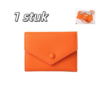 1 stuk - Dunne damesportemonnee - Geïntegreerde kaarthouder - Elegante en minimalistische stijl - Meerdere kaartsleuven - Lychee textuur - 12 cm * 9 cm * 2 cm - Oranje