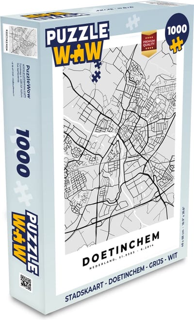 Puzzel Stadskaart - Doetinchem - Grijs - Wit - Legpuzzel - Puzzel 1000 stukjes volwassenen - Plattegrond