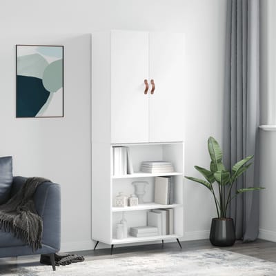 vidaXL - Hoge - kast - 69,5x34x180 - cm - bewerkt - hout - wit