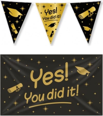 Yes you did it versiering pakket – vlag – gevelvlag – geslaagd - paperdreams
