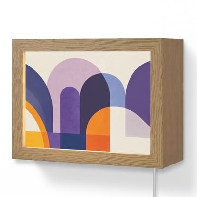 Wandlamp 20x15 cm - Oplaadbaar - Vormen - Abstract - Grafisch - Oranje - Wandlampen binnen woonkamer - Slaapkamer lamp met kabel - Decoratieve nachtlamp - Vloerlamp snoer
