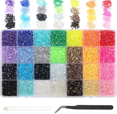 Strassteentjes Set - Glitter Edelstenen - Nageldecoratie Knutselen - 24 Kleuren 26.000 Stuks - Met Pincet Stift