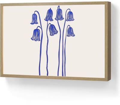 Wandlamp 60x40 cm - Oplaadbaar - Bloemen - Blauw - Lijnen - Bloemblaadjes - Wandlampen binnen woonkamer - Slaapkamer lamp - Decoratieve nachtlamp - Vloerlamp draadloos