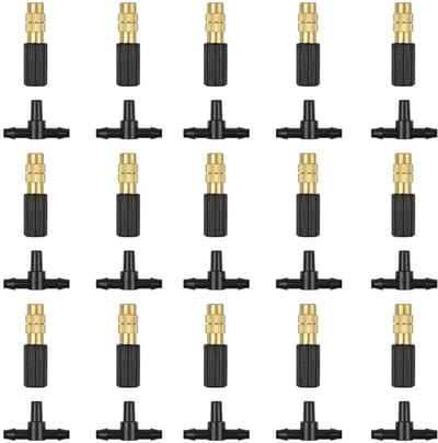 Dailygoods- Verstuiver 15 Stuks - Verstelbare Messing Sproeikoppen - Tuinirrigatie - Spray/Verstuiver - Fijne Nevel/Concentratie - Zwart/Goud - Sproeier