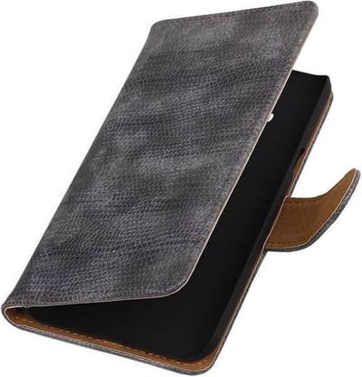 Hagedis Bookstyle Hoes - Wallet Case Telefoonhoesje - Geschikt voor Samsung Galaxy J3 J300F Grijs