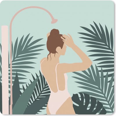 Muismat 20x20 cm - Mousepad Zomer - Vrouw - Bladeren - Muismatten